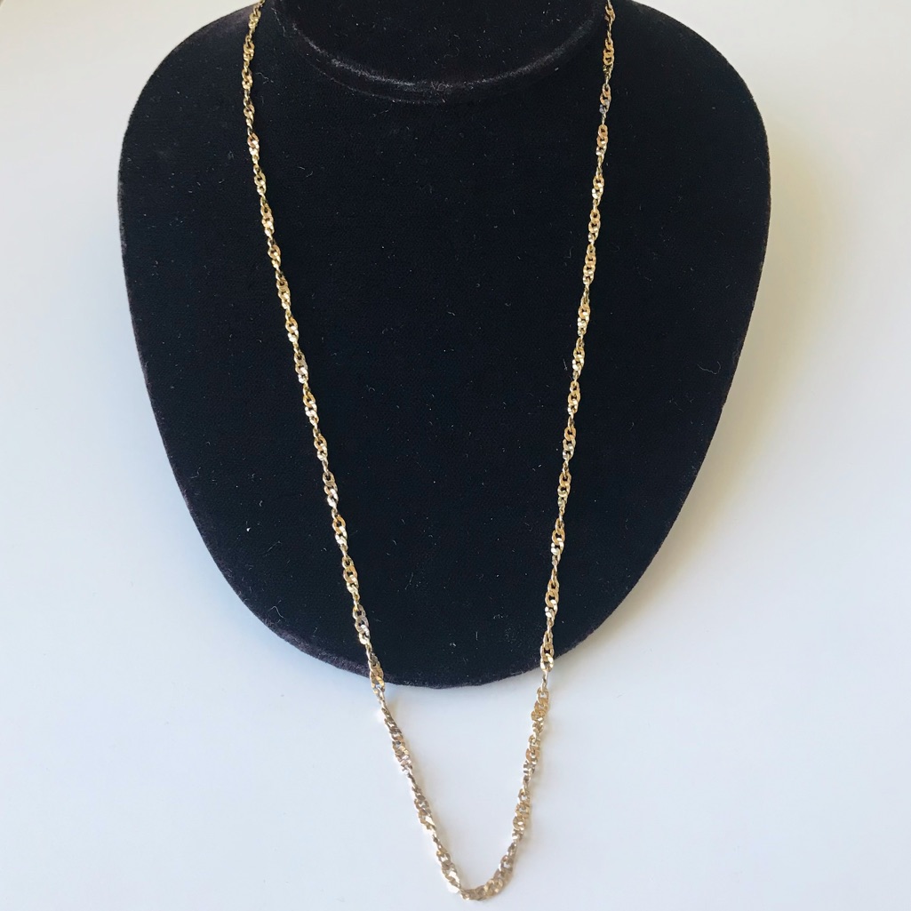 Sterling Silver Gold Tone Twist Chain Necklace, 925 Lirm